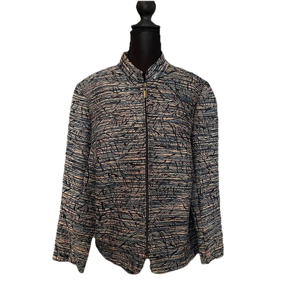 Dress barn Tapestry Jacket Women's 1X Full Zip Multicolored Blazer‎
